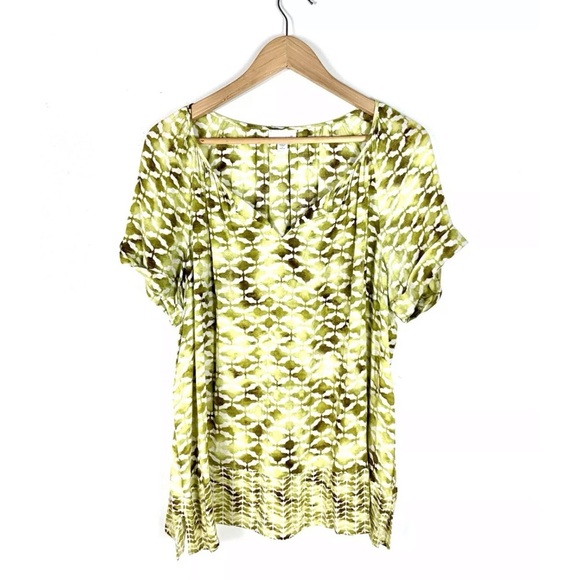 J Jill Top Blouse Yellow V-Neck Petite Large - Picture 1 of 5